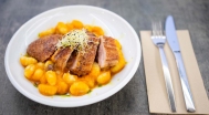 Goose breast, orange-pumpkin gnocchi