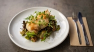 Grilled chicken breast steak, steamed vegetables